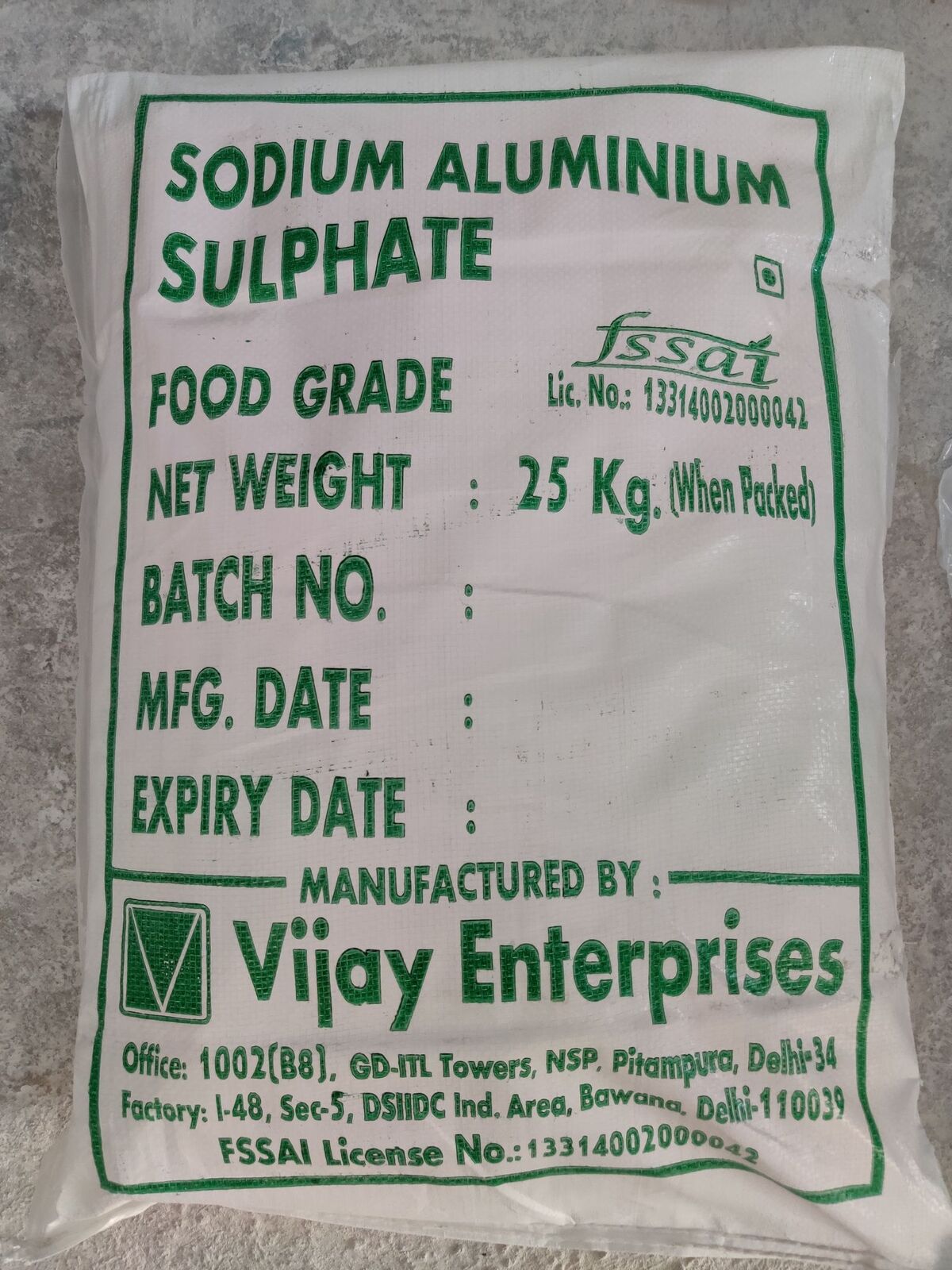 Sodium Aluminium Sulphate [E521] Vijay Enterprises Ingredients Network